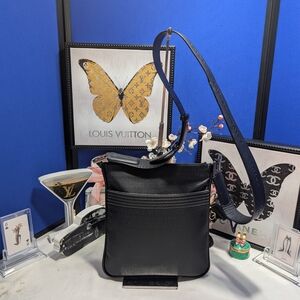 Loewe Anagram Black Leather Unisex Crossbody Bag